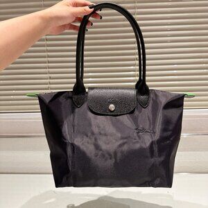 Longchamp Le Pliage Green M Navy Women's Tote Canvas Shoulder Bags Medium